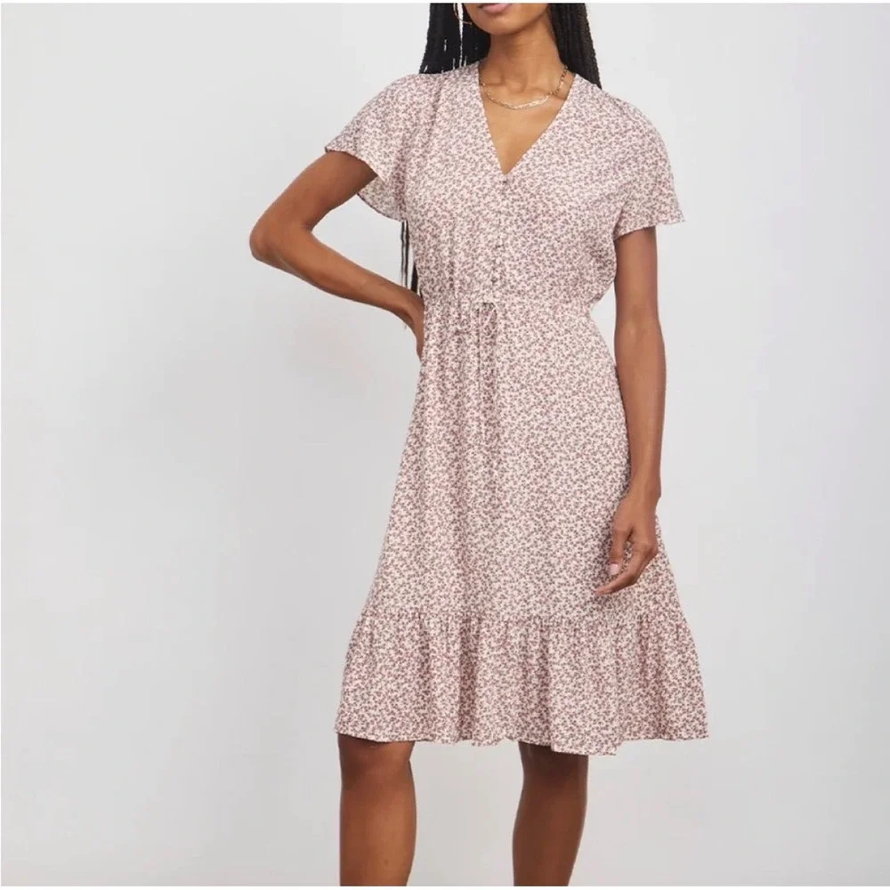 Rails Kiki Dress Womens Small Garden Ditsy Floral Ruffle Button Front Feminine